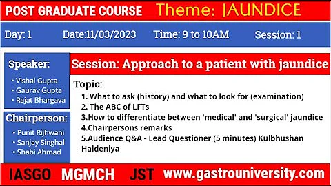 Approach to a patient with Jaundice: History taking & Clinical Examination. Postgraduate Course 2023