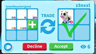 😱🐄IMPOSSIBLE WIN! I GOT A MEGA NEON COW FOR MY OUTGAME PETS! + TRADED MY DALMATIAN! ADOPT ME #viral