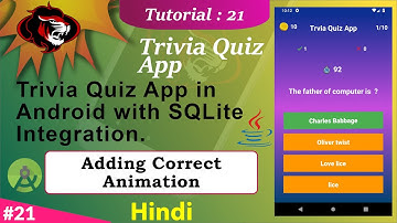 How to make Quiz App in Android Studio | Quiz App in Android with SQLite | Correct Animation Part 21