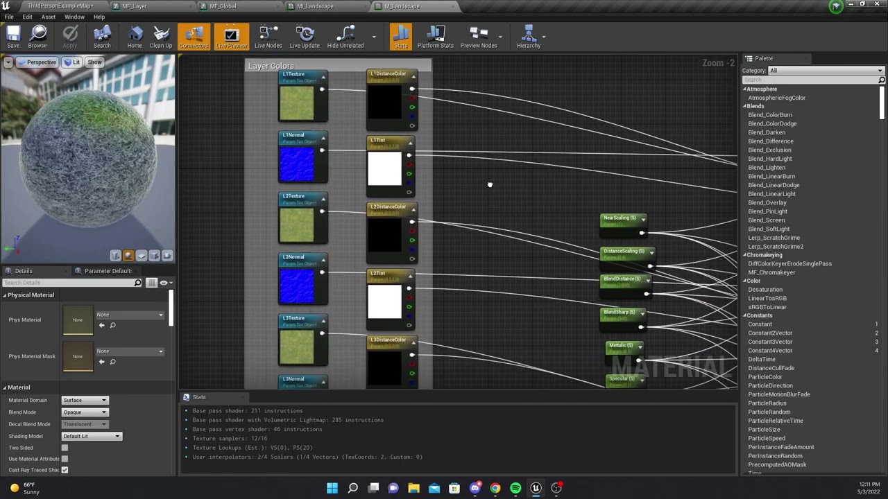 Material Programming : Landscape Blueprint Walkthrough