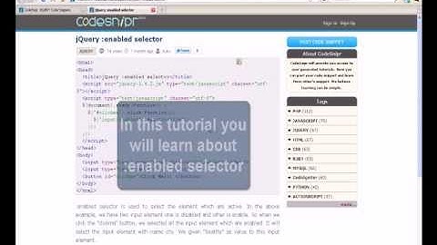 JQUERY Tutorial : jQuery enabled selector