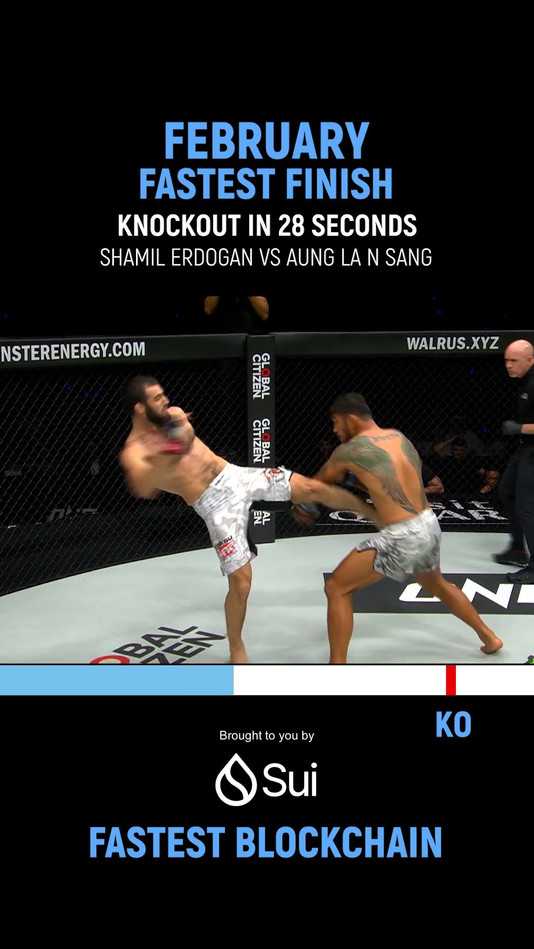 Lights out ? Powered by @Sui-Network, Shamil Erdogan’s 28-second win over Aung La N Sang! ⚡
