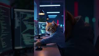Chubby Cat Programming: The Real Coder! #Shorts #funny #trending #cat
