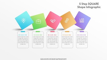 48.Create 5 Step SQUARE Shape Infographic|Powerpoint Infographics|Graphic design|Free Template