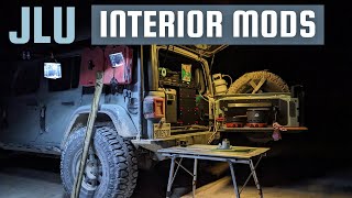 Jeep JLU Interior mods for overlanding and camping with the dogs.