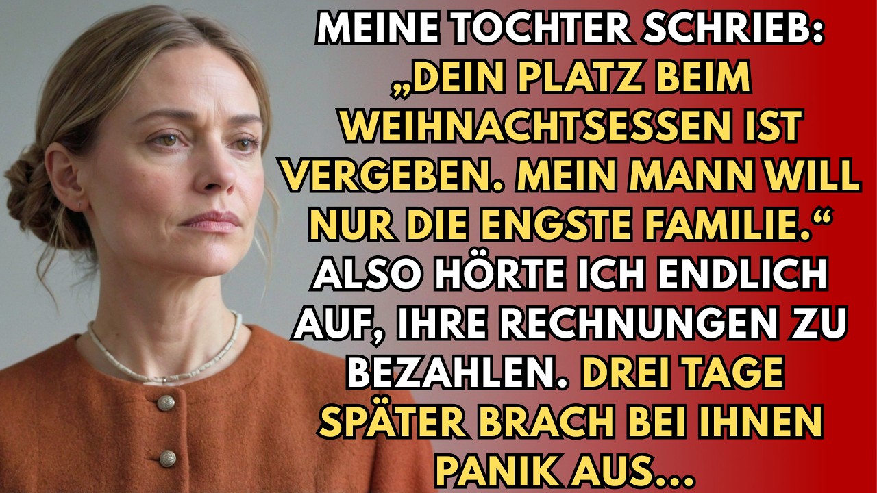 Ich band gerade das letzte Geschenk für meine Enkelin, als die Nachricht meiner Tochter hereinplatzte: „Wir haben schon jemanden gefunden, der deinen Platz beim Weihnachtsessen einnimmt, Mama.“...