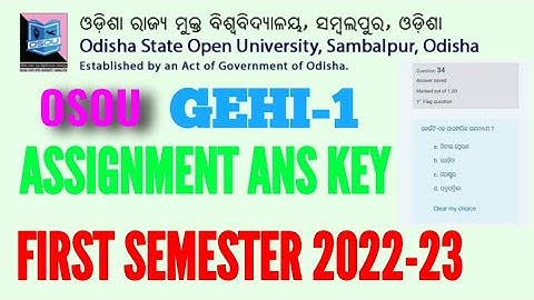 OSOU First semister assignment exam 2023 || GEHI 1 || BAPS HISTORY #osou @Pareshprashad