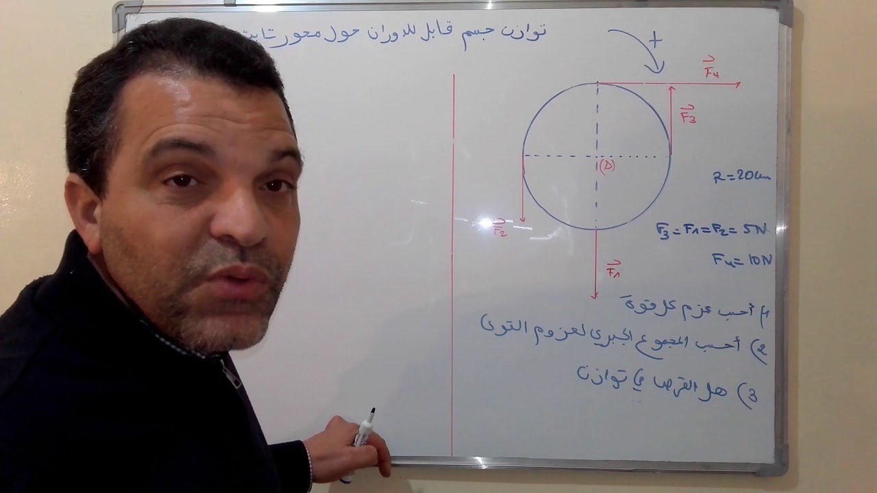 تمارين حول  توازن جسم صلب قابل للدوران حول محور ثابت(جدع مشترك علمي )