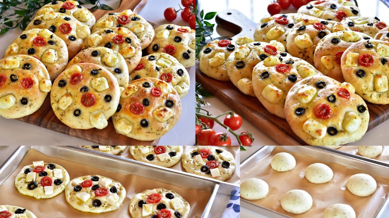 فطائر الفوكاشيا الإيطالية بطريقه جدا شهيه وبعجينه رائعه Italian focaccia flavored pies
