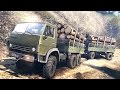 SPINTIRES - C 4310 Logging Truck + Trailer Struggling Uphill Off Road