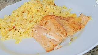 rice and salmon recipe | طبخة السلمون بالفرن مع الرز