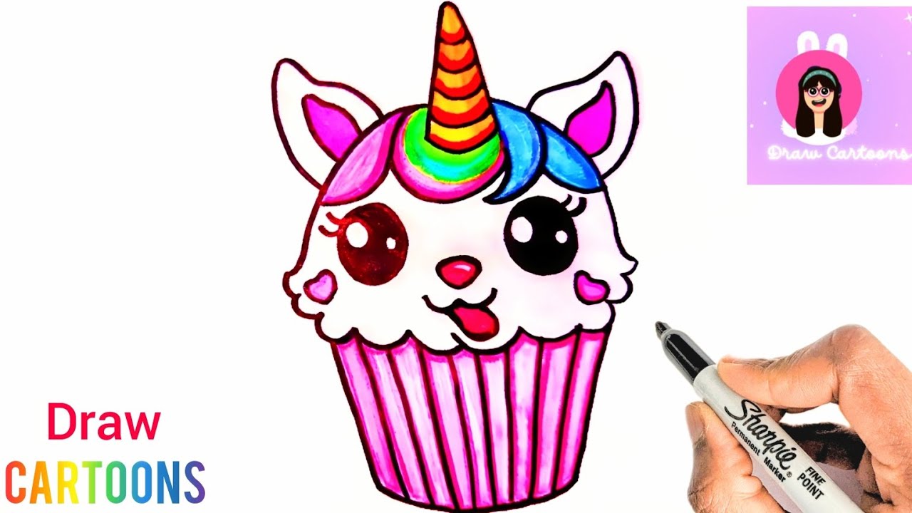 How To Draw a Unicorn Cupcake 🧁 🦄 - YouTube