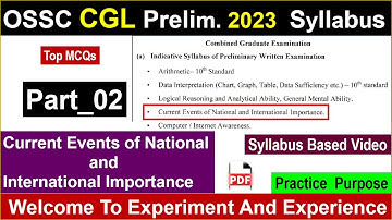 OSSC CGL Current Events of national and international Importance | #ossc #ossccgl #osscexam (Part_2)