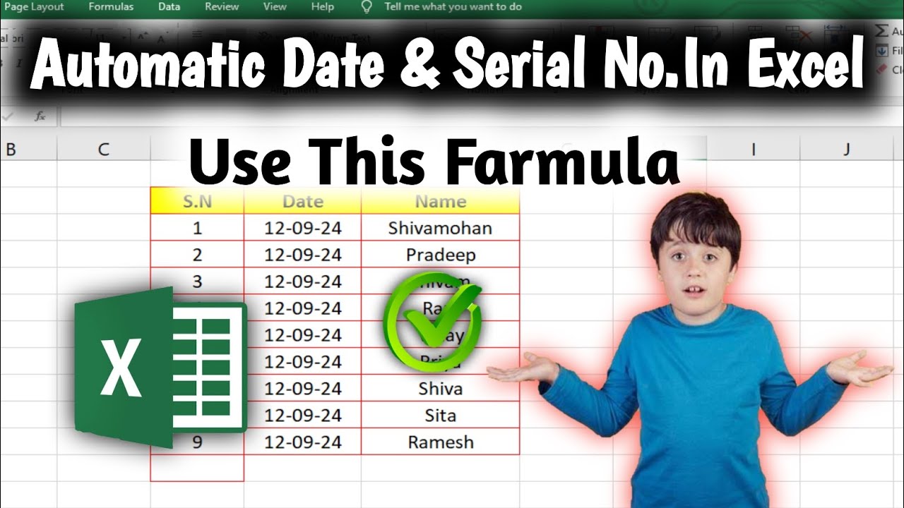 Serial Table Date Math Automatic Date & Serial Number just 1 Sec..😲In Excel 🔥Use Farmula ...