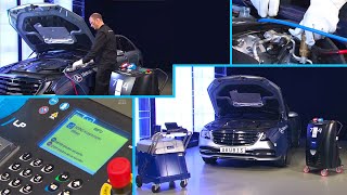AC troubleshooting: emptying, refilling and leak testing on a Mercedes-Benz - W213, W222, C217