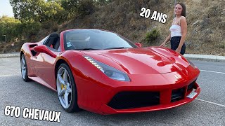 ELLE ROULE EN FERRARI 488 SPIDER DE 670 CHEVAUX ! (J'étais pas prêt de sa conduite!!)😈🔥