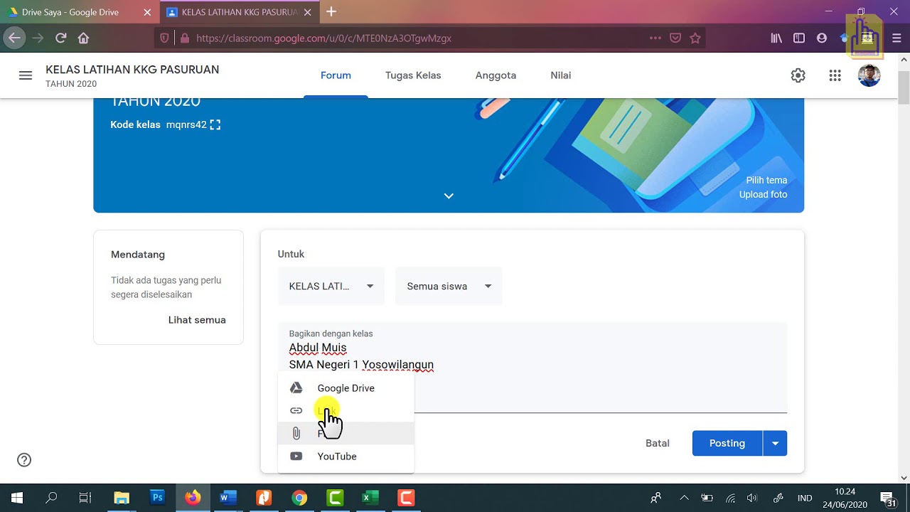 8 cara upload materi ebook pdf ke google classroom youtube