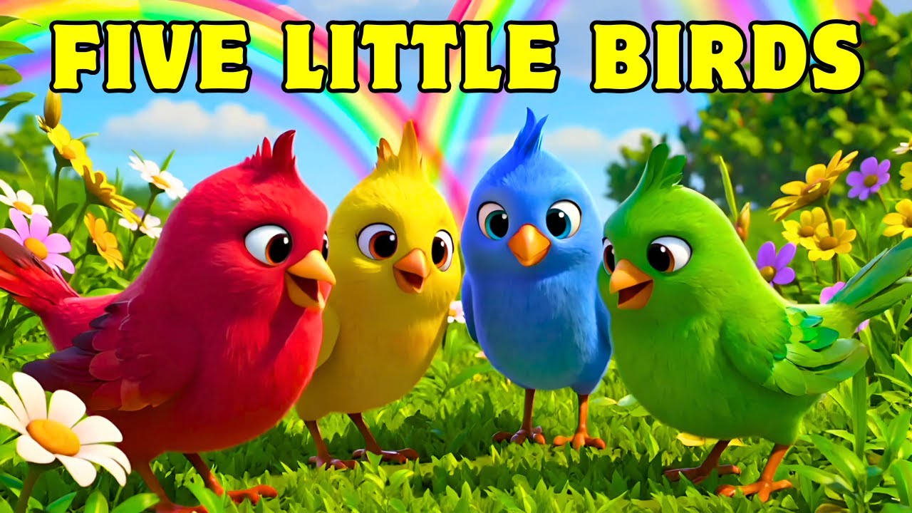 Toddler Songs About Birds | Five Little Birds Singing in a Row | Happy Kids Songs & Nursery Rhymes