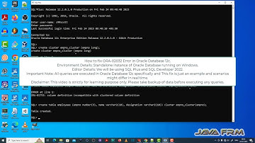 ORA-02032: clustered tables cannot be used before the ... - Oracle Database 12c Error Messages