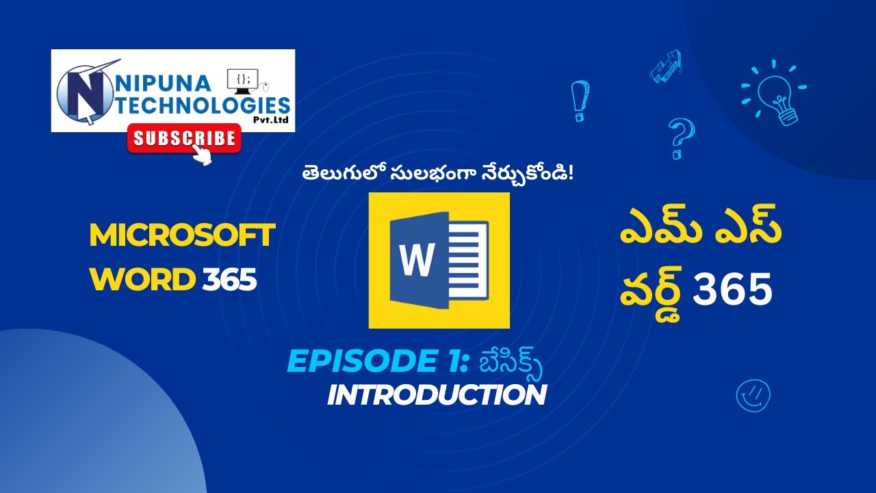 #1 | Microsoft Office Word Tutorial in Telugu | MS Office 365 