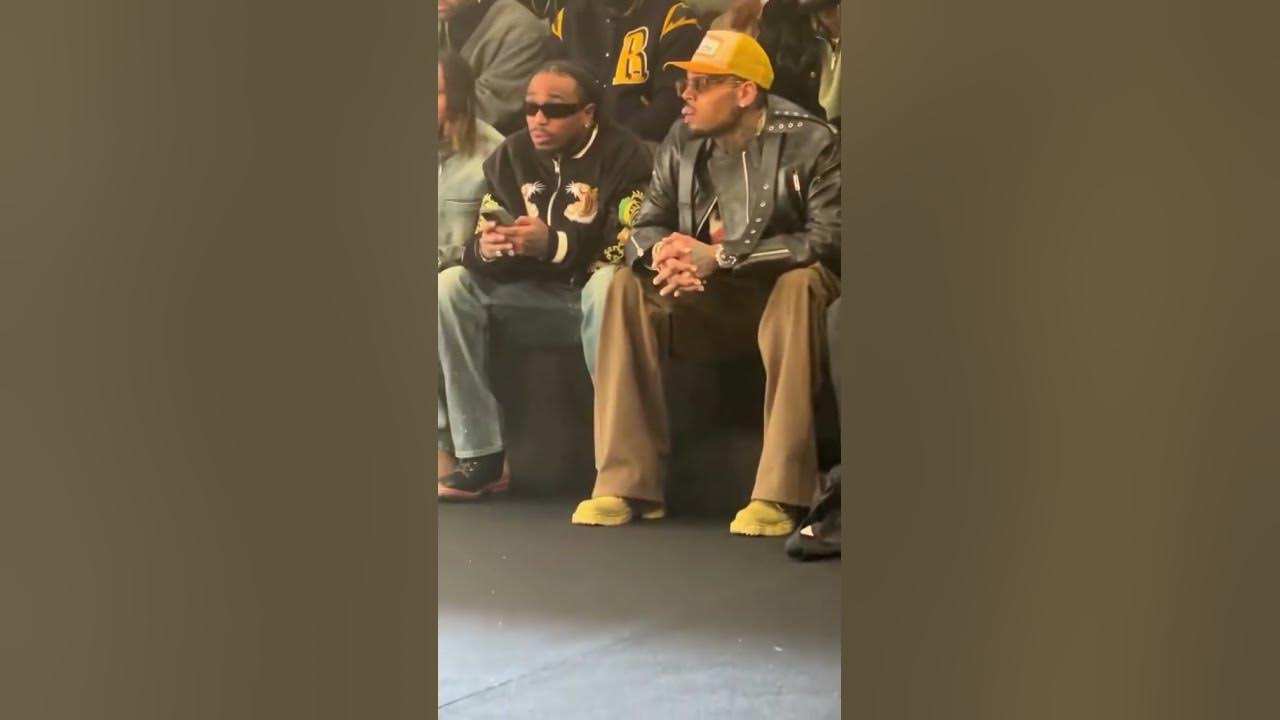 Chris brown quavo at the 2024 rhude fashion show in paris shorts 