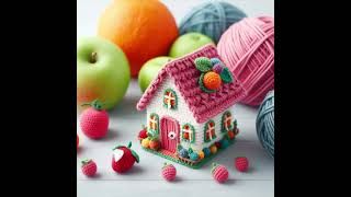 Hand Knitted House 🏠 #Knitted #Crochet #Knitting #Design #Crochetlove #Ideas