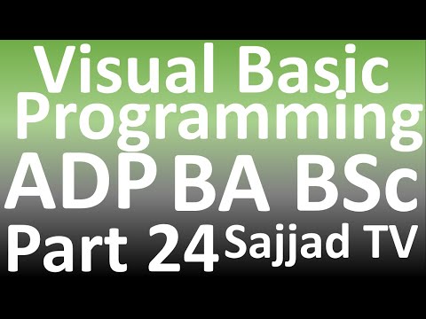 ADP || Associate Degree Program || VB || Visual Basic Programs || BSc BA || Compute Science Part 24
