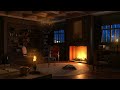 Library Ambience | Rain Sounds & Thunderstorm Sounds | Crackling Fireplace for Sleeping for Study