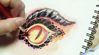 How to Paint a Dragon Eye:  Part 3 Beginner&#39;s Tip to Watercolor