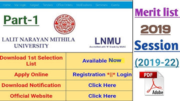 Lnmu part 1 merit list 2019 || by study with kumar keshav