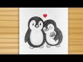 How to draw cute penguin - step by step / penguin drawing/ pencil sketch / easy drawing 