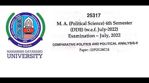 mdu rohtak || dde || MA political science 4TH sem paper |comparative politics and political analysis