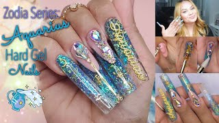 ♒︎ Zodiac Series : Aquarius Nail Design | Builder Gel Nails Tutorial