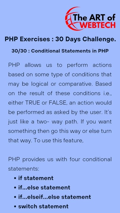 30/30 : Conditional statements in PHP #php #if #else #switch - YouTube