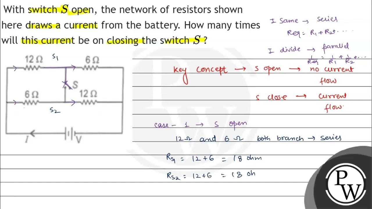 With switch \( S \) open, the network of resistors shown here draws a