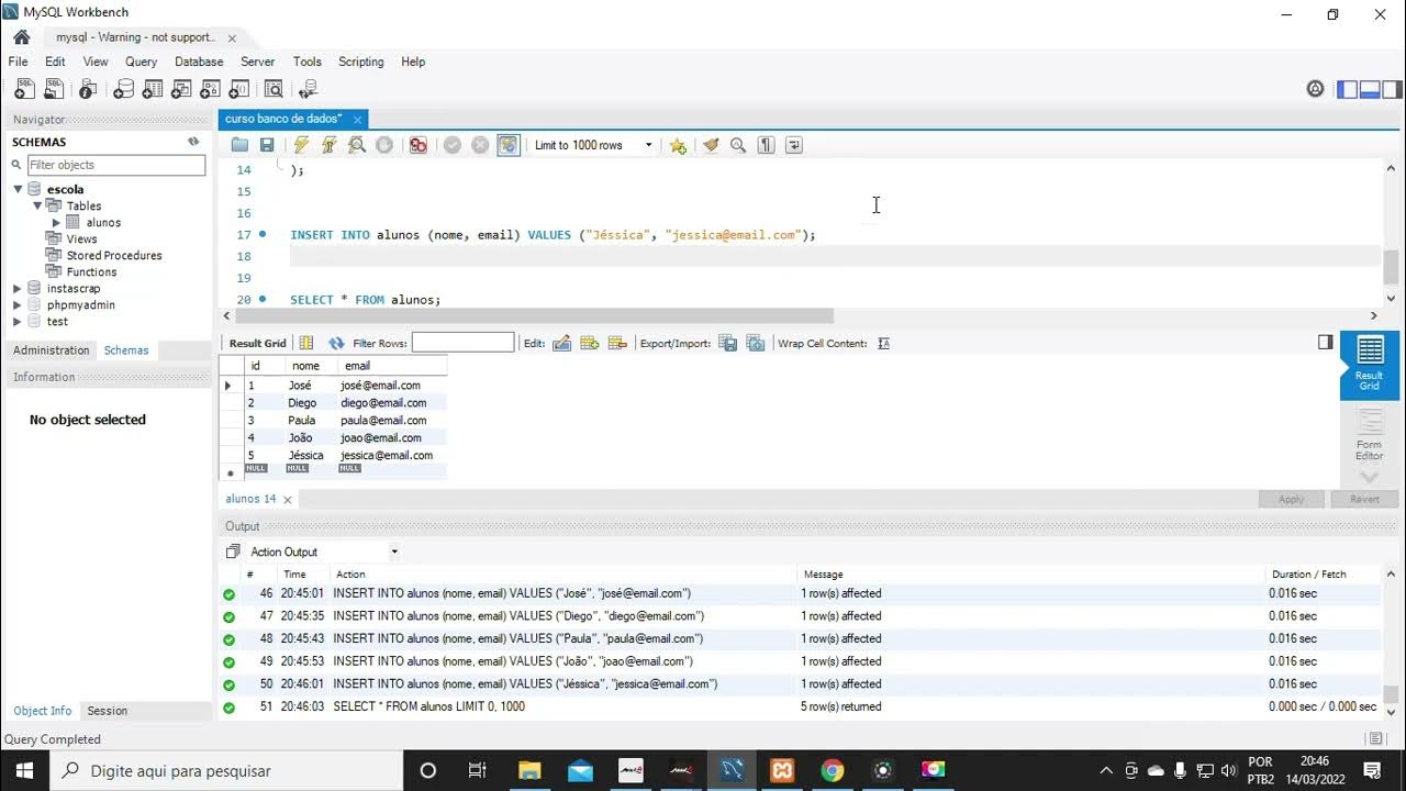 4) Banco de Dados - PRIMARY KEY, AUTO INCREMENT, NOT NULL, UPDATE e ...