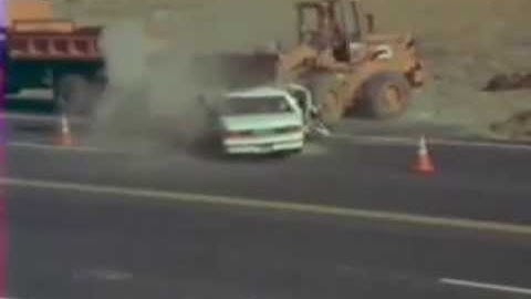 FRONT LOADER VS CAR CRASH TEST FAIL caterpillar brutal accident operator bad day