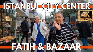ISTANBUL CITY CENTER FATIH DISTRICT,GRAND BAZAAR,LALELI 4K UHD WALKING TOUR VIDEO 26 MARCH 2024