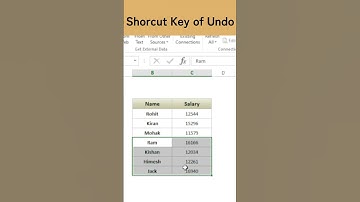 Shortcut Keys of Undo in Excel #Shorts #shortsvideo