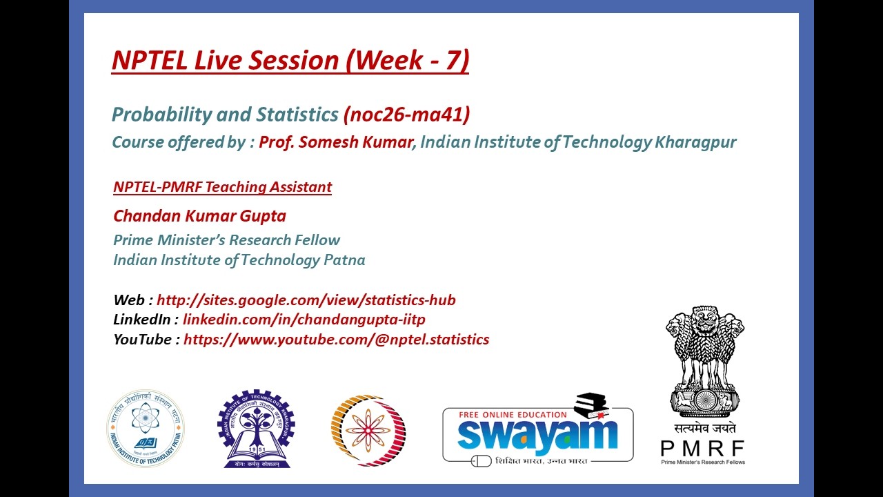 NPTEL : NOC26-MA41 | Week 7 Live Session | Transformation of Random ...