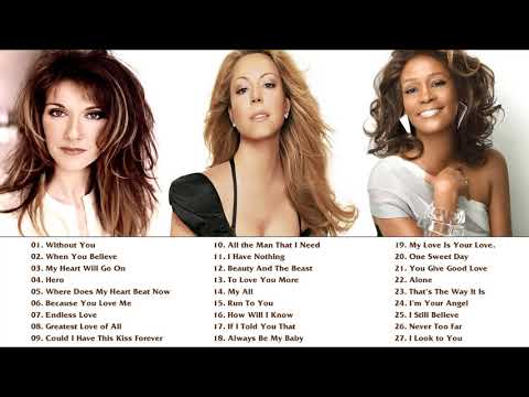 Mariah Carey, Celine Dion, Whitney Houston Greatest Hits playlist - Best Songs of World Divas NO ADS