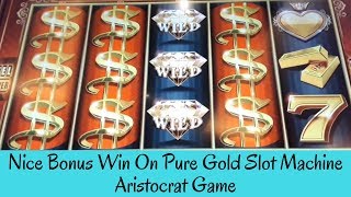 NICE BONUS WIN ON PURE GOLD SLOT MACHINE - ARISTOCRAT GAME - SunFlower Slots screenshot 5