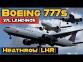 Boeing 777s Landing LHR, BA, Air Canada, Air India, Egyptair, American and United Airlines