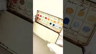 Victorian Miniature Japanned Watercolour Paintbox Bijou 