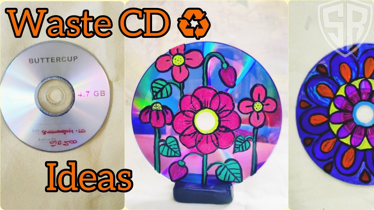 CD recycle ideas waste CD decorative. easy paintings. YouTube
