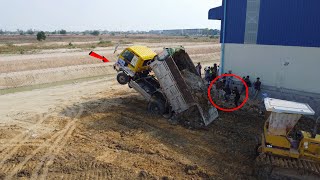 Amazing Nicely Trucks Unloading Soil & power Bulldozer MITSUBISHI D31A Pushing Landfill in Pit by TR Machines 1,882 views 5 days ago 59 minutes
