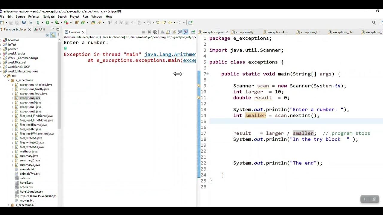 Java exception handling 1, What is try catch - YouTube