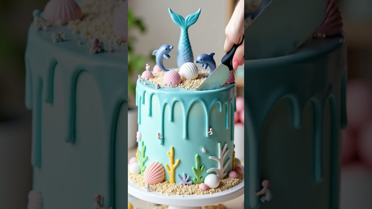 Mermaid & Dolphin Cake! 🧜‍♀️🐬 ASMR Slice Magic