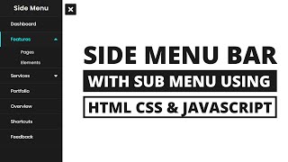 Боковое меню с подменю с использованием HTML CSS и JavaScript