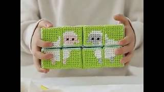 Hand made children flip Rubik's cube knitting kits, handmade diy woven baby wool material package Profile
